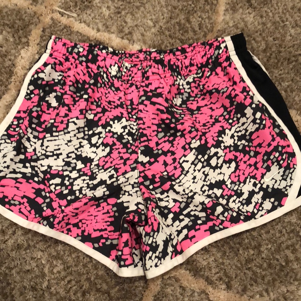 Pink, gray, white and black nike shorts